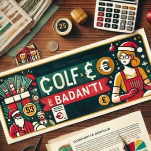 biglietto natalizio colf e badante sulla scrivania