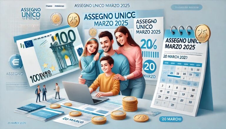 Famiglia felice che legge al pc le ultime novita dell'assegno unico
