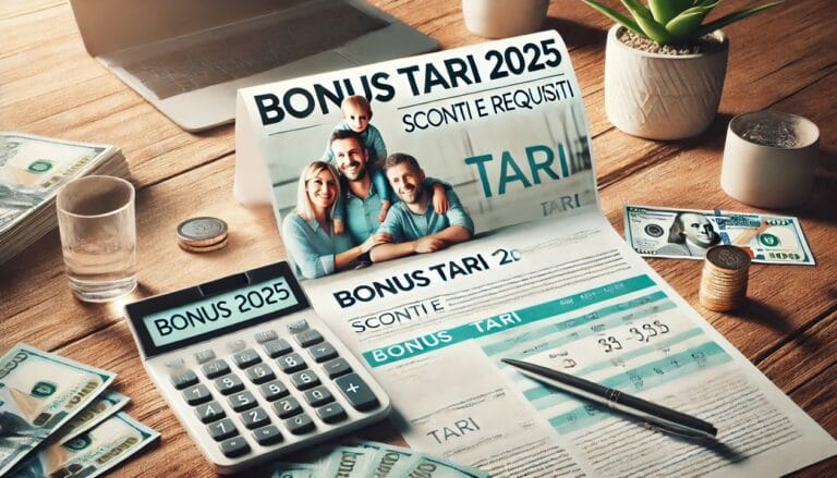 Un giornale, poggiato sul tavolo, con in priomo piano la notizia del Bonus Tari 2025