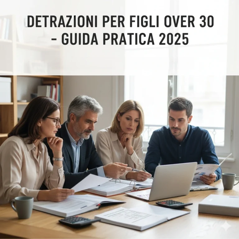 Famiglia che consulta documenti fiscali: detrazioni per figli over 30