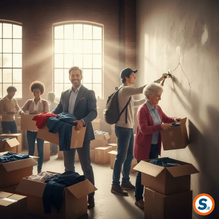 VIP, imprenditori e comuni cittadini collaborano attivamente in un'azione di solidarietà pubblica.