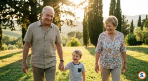 Nonni giocano con nipote al parco: chiarimenti su Bonus Nonni