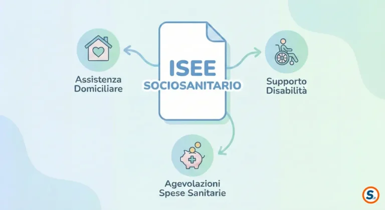 Infografica illustrativa sui vantaggi dell'ISEE Sociosanitario e Disabili.