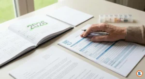 Lavoratore organizza documenti medici e calendario per permessi Legge 106.