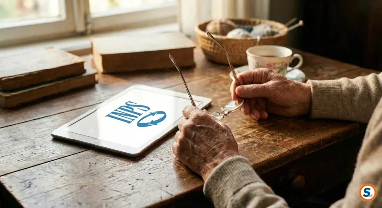 Mani di anziano vicino a un tablet per pagamenti online dei contributi.